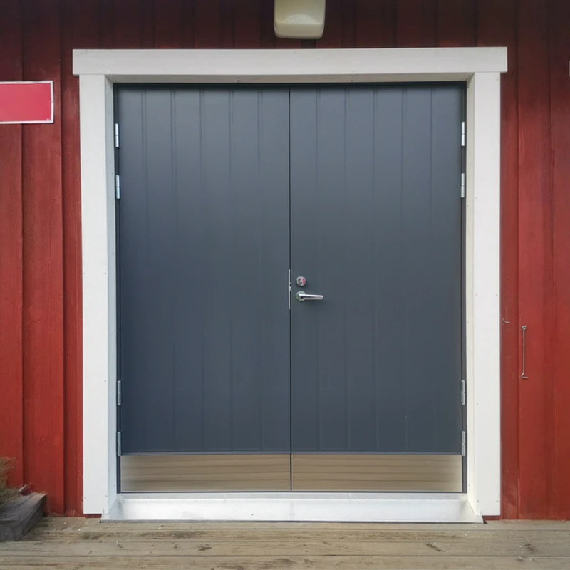 Autotallin pariovi puupielillä asennettuna Kouvolassa